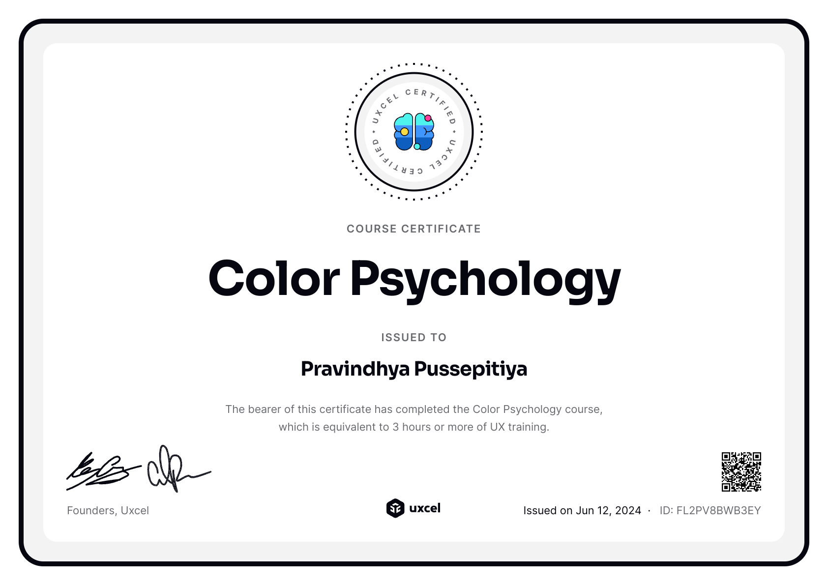 Pravindhya's certificate